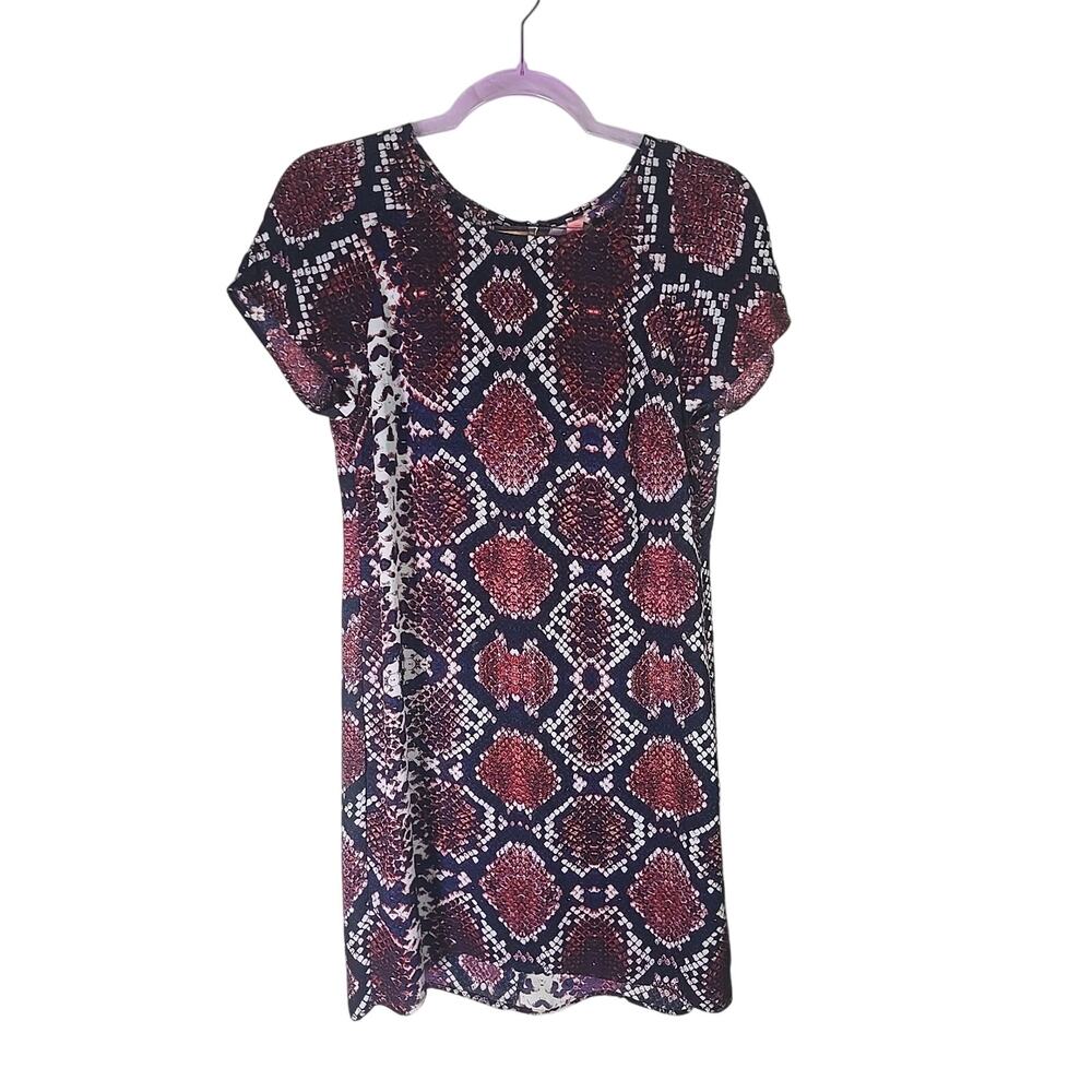 Eight Sixty Dress Shirt Shift Dress Womens Medium Multicolor Boho Short Sleeves